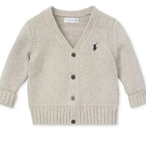 Ralph Lauren Light Heather Gray - Tan Knit Cardigan